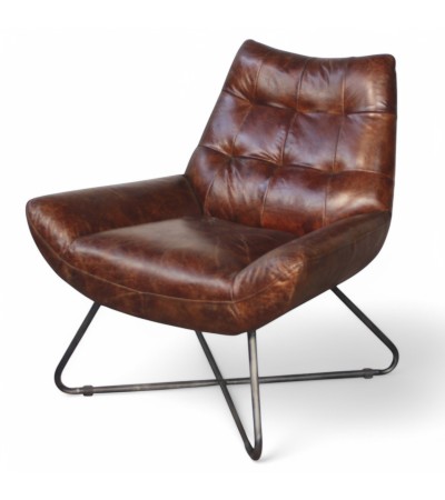 Fauteuil Cuir Vintage marron "Eddy"