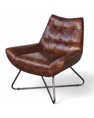 Fauteuil Cuir Vintage marron "Eddy"
