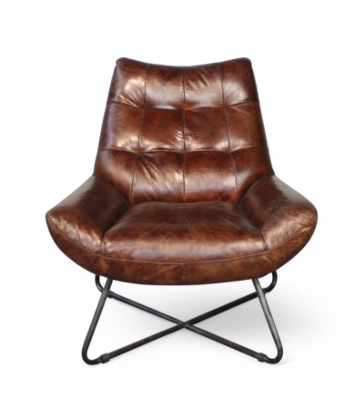 Fauteuil Cuir Vintage marron "Eddy"