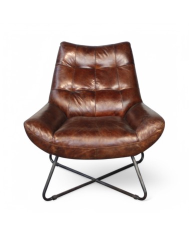 Fauteuil Cuir Vintage marron "Eddy"