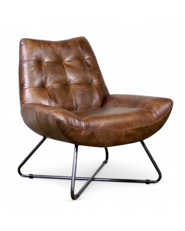 Fauteuil Cuir Vintage marron "Eddy"