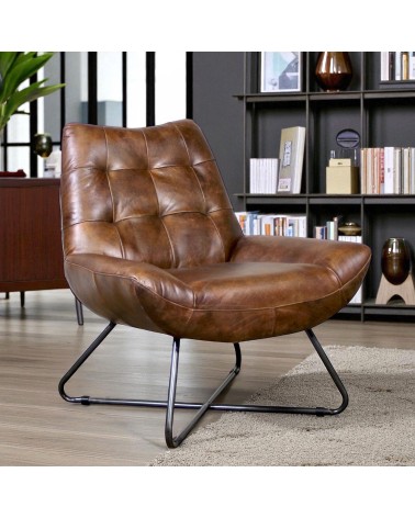 Fauteuil Cuir Vintage marron "Eddy"