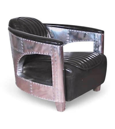 Fauteuil Aviateur Cuir Vintage Noir "Byrd"
