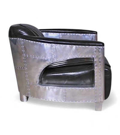 Fauteuil Aviateur Cuir Vintage Noir "Byrd"
