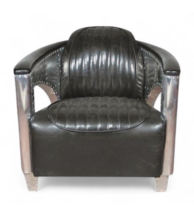 Fauteuil Aviateur Cuir Vintage Noir "Byrd"