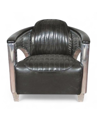 Fauteuil Aviateur Cuir Vintage Noir "Byrd"