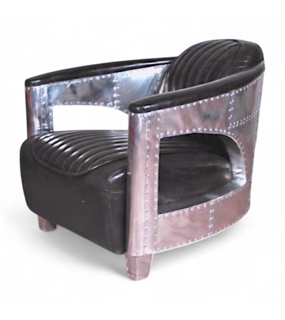 Fauteuil Aviateur Cuir Vintage Noir "Byrd"