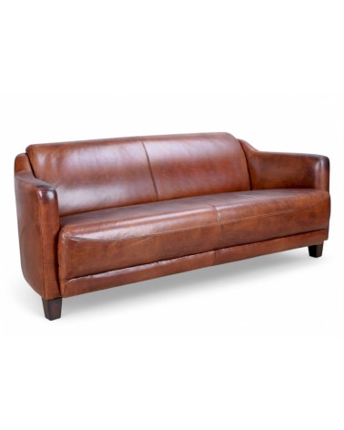 Club 3-Sitzer braunes Ledersofa "Adam"