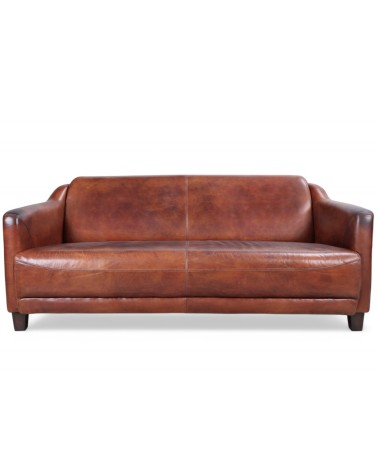Club 3-Sitzer braunes Ledersofa "Adam"