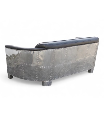 Sofa 3 Plätze Aviator schwarzes Leder "Montgomery"