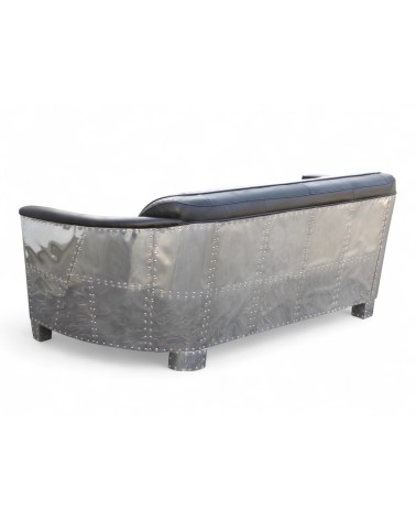 Sofa 3 Plätze Aviator schwarzes Leder "Montgomery"