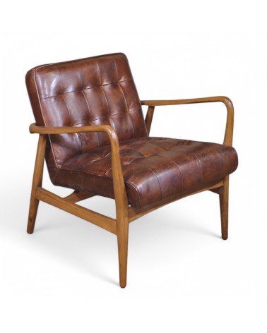 Fauteuil Club Cuir Vintage Marron "Buddy"