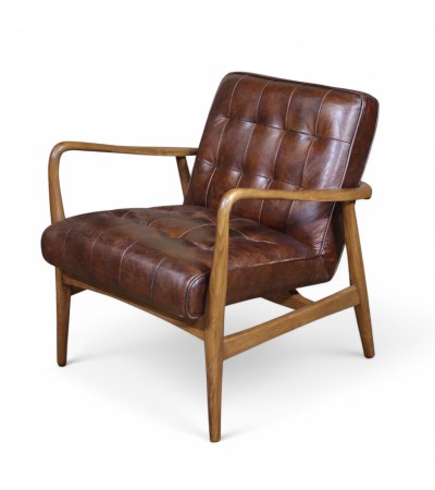 Fauteuil Club Cuir Vintage Marron "Buddy"