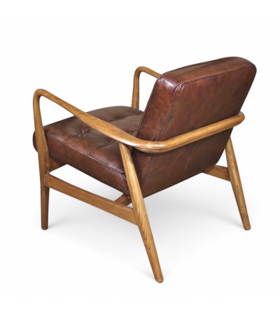 Fauteuil Club Cuir Vintage Marron "Buddy"