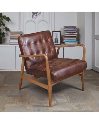 Fauteuil Club Cuir Vintage Marron "Buddy"