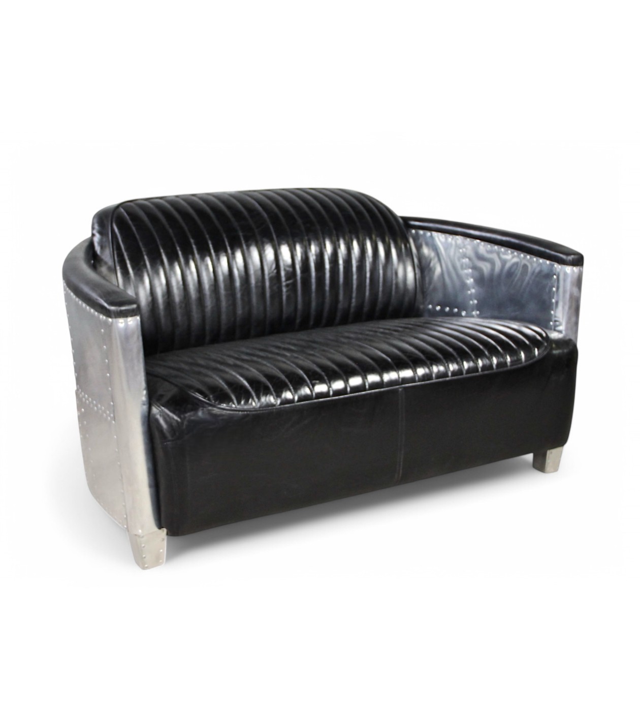 Canapé cuir noir capitonné VERSA | Italien Style Versace