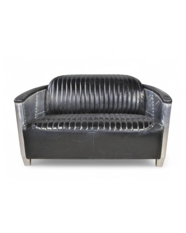 Canapé Aviateur cuir noir "Montgomery"