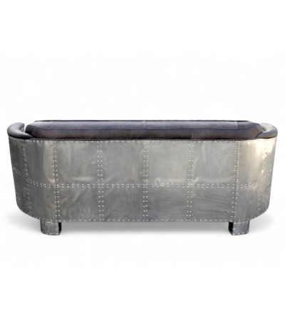 3-Sitzer patiniertes graues Lederfliegersofa "Montgomery" 3-Sitzer patiniertes graues Lederfliegersofa "Montgomery"