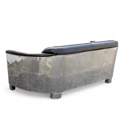 3-Sitzer patiniertes graues Lederfliegersofa "Montgomery" 3-Sitzer patiniertes graues Lederfliegersofa "Montgomery"