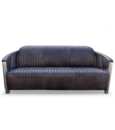 3-Sitzer patiniertes graues Lederfliegersofa "Montgomery" 3-Sitzer patiniertes graues Lederfliegersofa "Montgomery"
