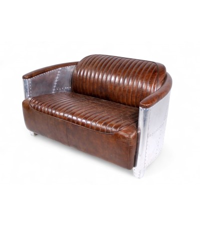 Canapé Aviateur Cuir Marron Vintage 2 places "Montgomery"