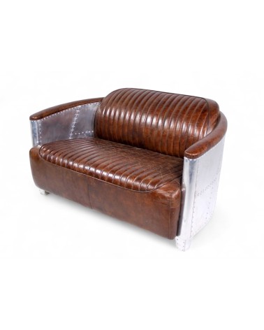 Canapé Aviateur Cuir Marron Vintage 2 places "Montgomery"