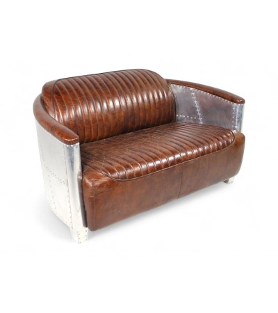 Canapé Aviateur Cuir Marron Vintage 2 places "Montgomery"
