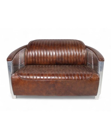Canapé Aviateur Cuir Marron Vintage 2 places "Montgomery"