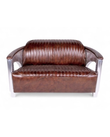 Canapé Aviateur Cuir Marron Vintage 2 places "Byrd"