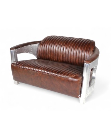 Canapé Aviateur Cuir Marron Vintage 2 places "Byrd"