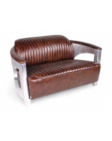 Canapé Aviateur Cuir Marron Vintage 2 places "Byrd"