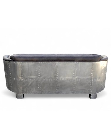 Canapé Aviateur Cuir gris Vintage 2 places "Montgomery"