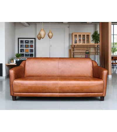 3-Sitzer Sofa aus Cognacfarbenem patiniertem Leder "Adam"