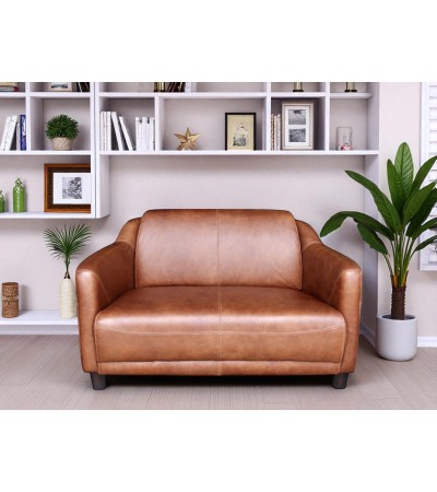 2-Sitzer Sofa in Cognacfarben patiniertem Leder "Adam"