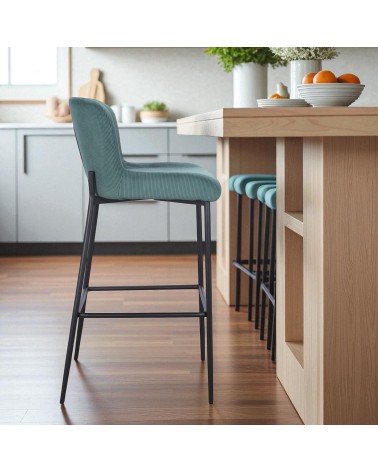 Chaise de bar velours vert bouteille "Christy"