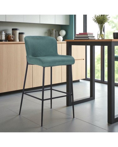 Chaise de bar velours vert bouteille "Christy"