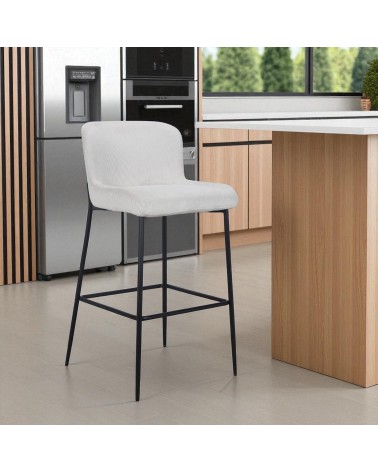 Chaise de bar velours beige ivoire "Christy"