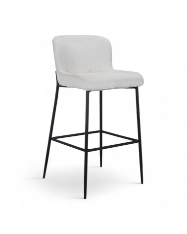Chaise de bar velours beige ivoire "Christy"