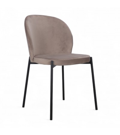 Chaise velours beige, pieds métal "Tudor" Chaise velours beige, pieds métal "Tudor"