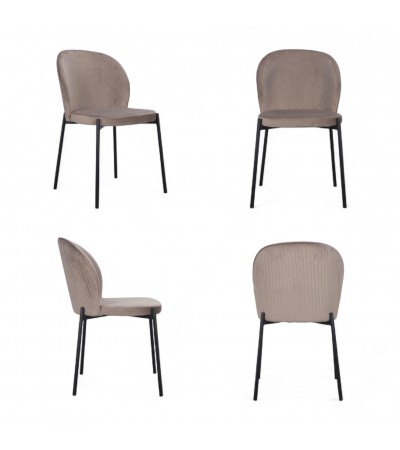 Chaise velours beige, pieds métal "Tudor" Chaise velours beige, pieds métal "Tudor"