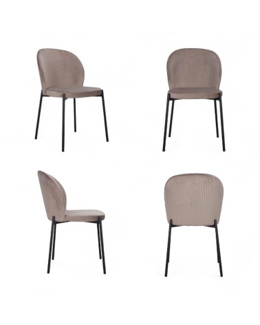 Chaise velours beige, pieds métal "Tudor"
