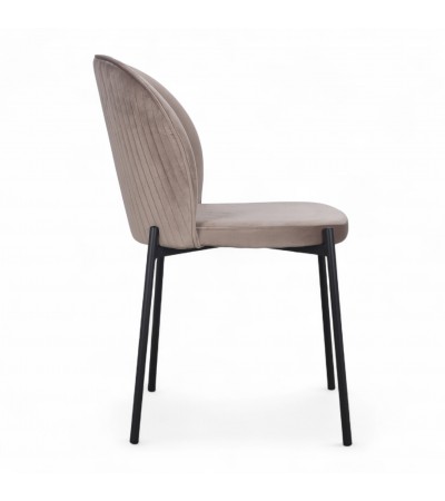 Chaise velours beige, pieds métal "Tudor" Chaise velours beige, pieds métal "Tudor"
