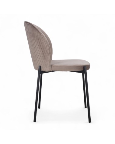 Chaise velours beige, pieds métal "Tudor"