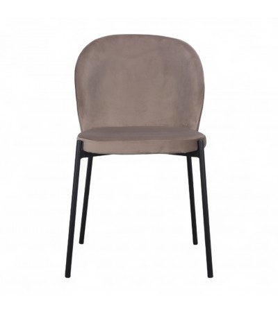 Chaise velours beige, pieds métal "Tudor" Chaise velours beige, pieds métal "Tudor"