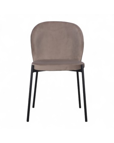 Chaise velours beige, pieds métal "Tudor"