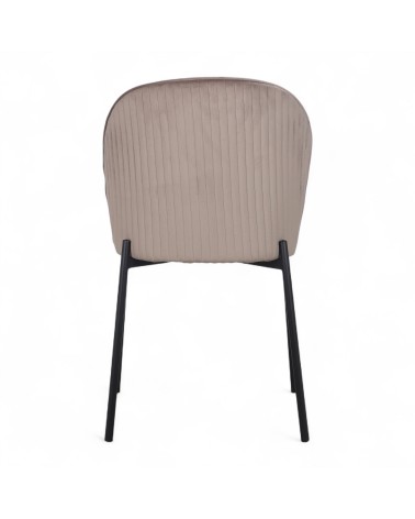 Chaise velours beige, pieds métal "Tudor"
