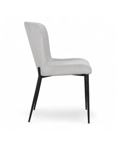 Chaise beige ivoire velours côtelé "Lysette"