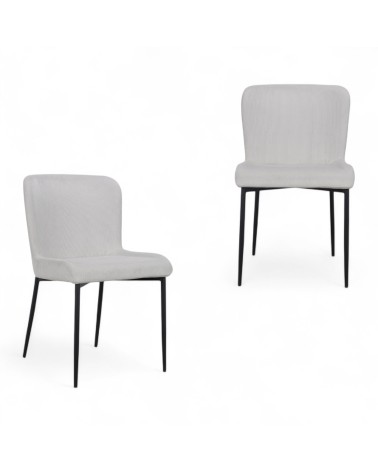 Chaise beige ivoire velours côtelé "Lysette"