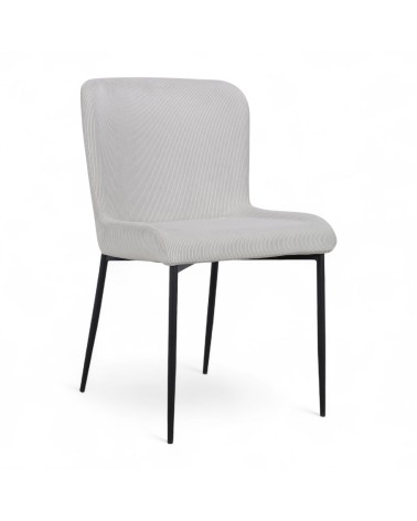 Chaise beige ivoire velours côtelé "Lysette"