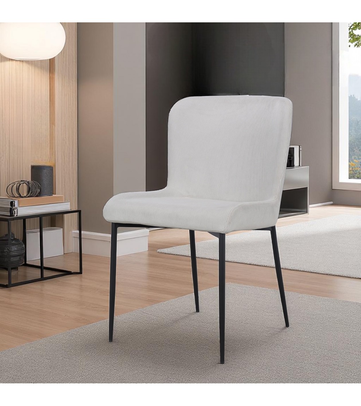 Chaise beige ivoire velours côtelé "Lysette" Chaise beige ivoire velours côtelé "Lysette"